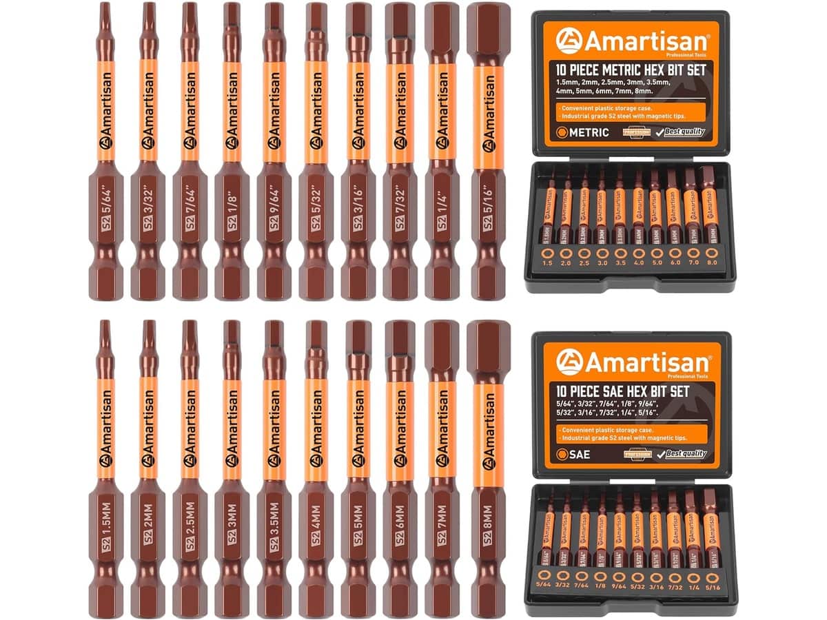 Amartisan 20-Piece S2 Steel Hex Bit Set